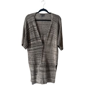 Eileen Fisher Gray Split Side Midi Open Cardigan L/XL